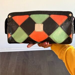 MCM Vibrant Diamond Pattern Clutch